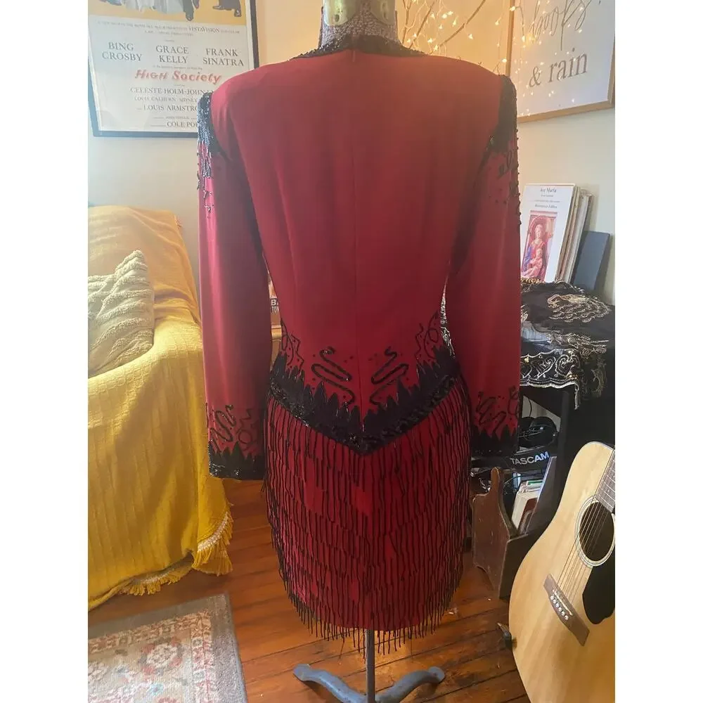 Fabrice Women's Red and Black Formal-dresses 1980s/90s Size 10